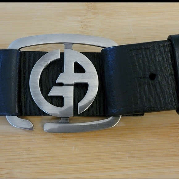 Authentic Giorgio Armani adjustable black leather belt size 54 - Picture 2 of 13